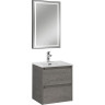 Зеркало BELBAGNO SPC-KRAFT-500-900-LED-TCH-WARM-NERO в алюминиевой раме со встроенным светильником, сенсорным выключателем и подогревом, 500x32x900